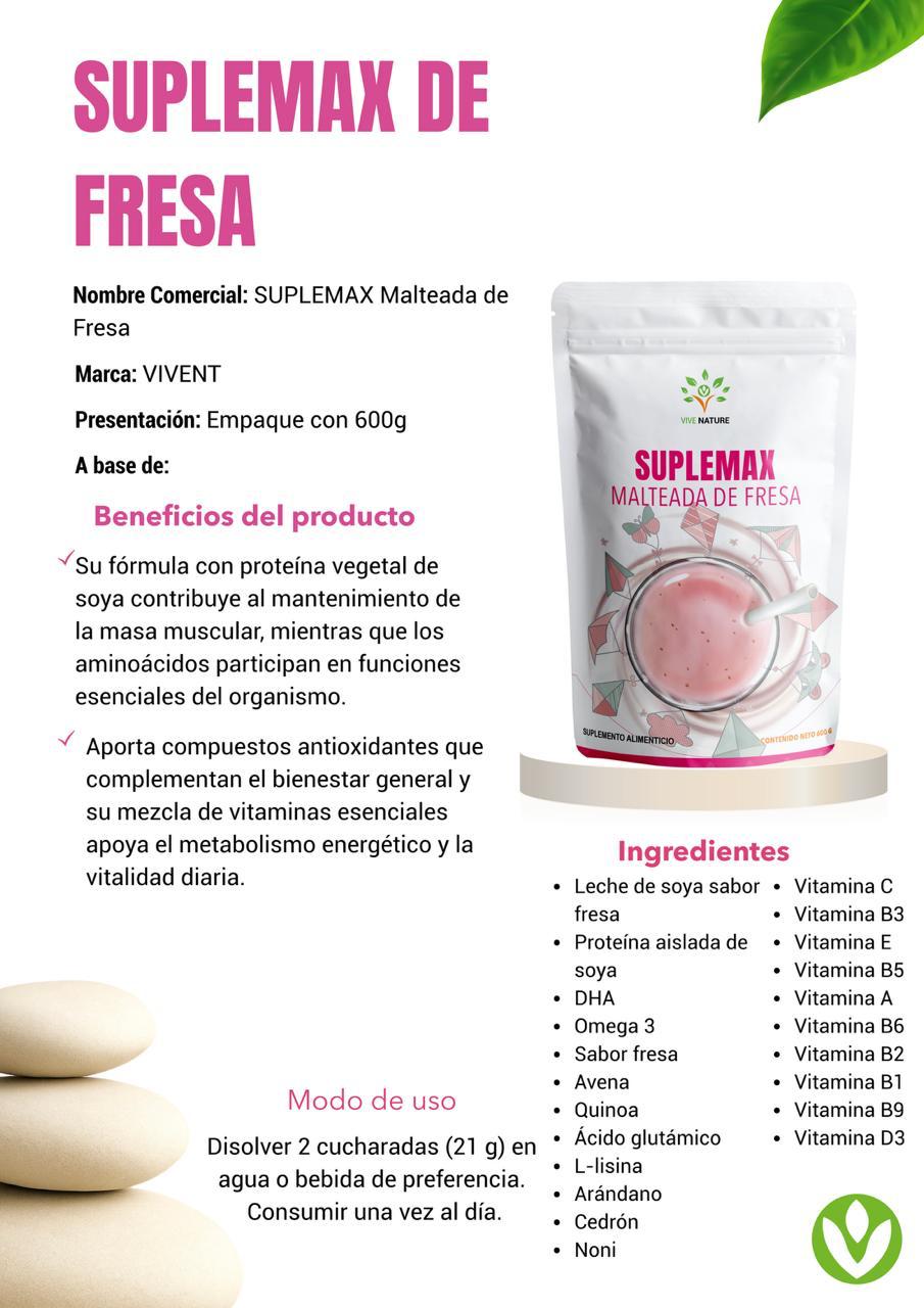 Malteada de fresa Suplemax