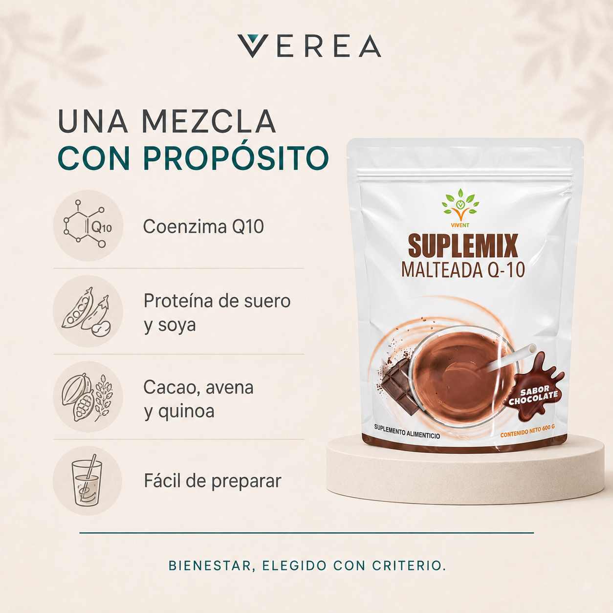 Suplemix Q10 Chocolate | Malteada con Coenzima Q10