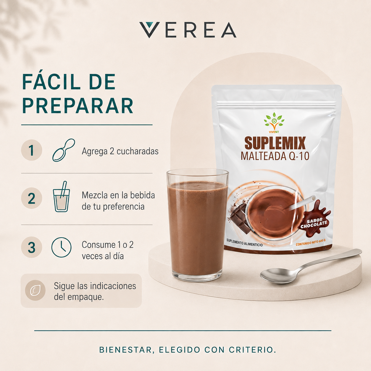 Suplemix Q10 Chocolate | Malteada con Coenzima Q10