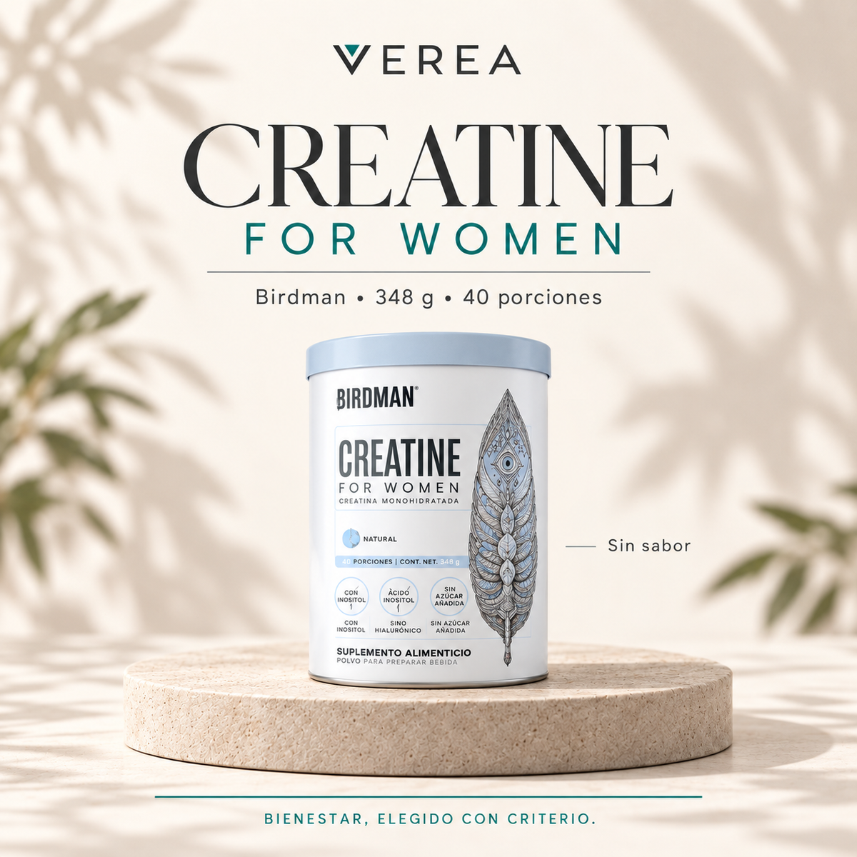 Birdman Creatine for Women 348 g | Creatina con Inositol y Ácido Hialurónico