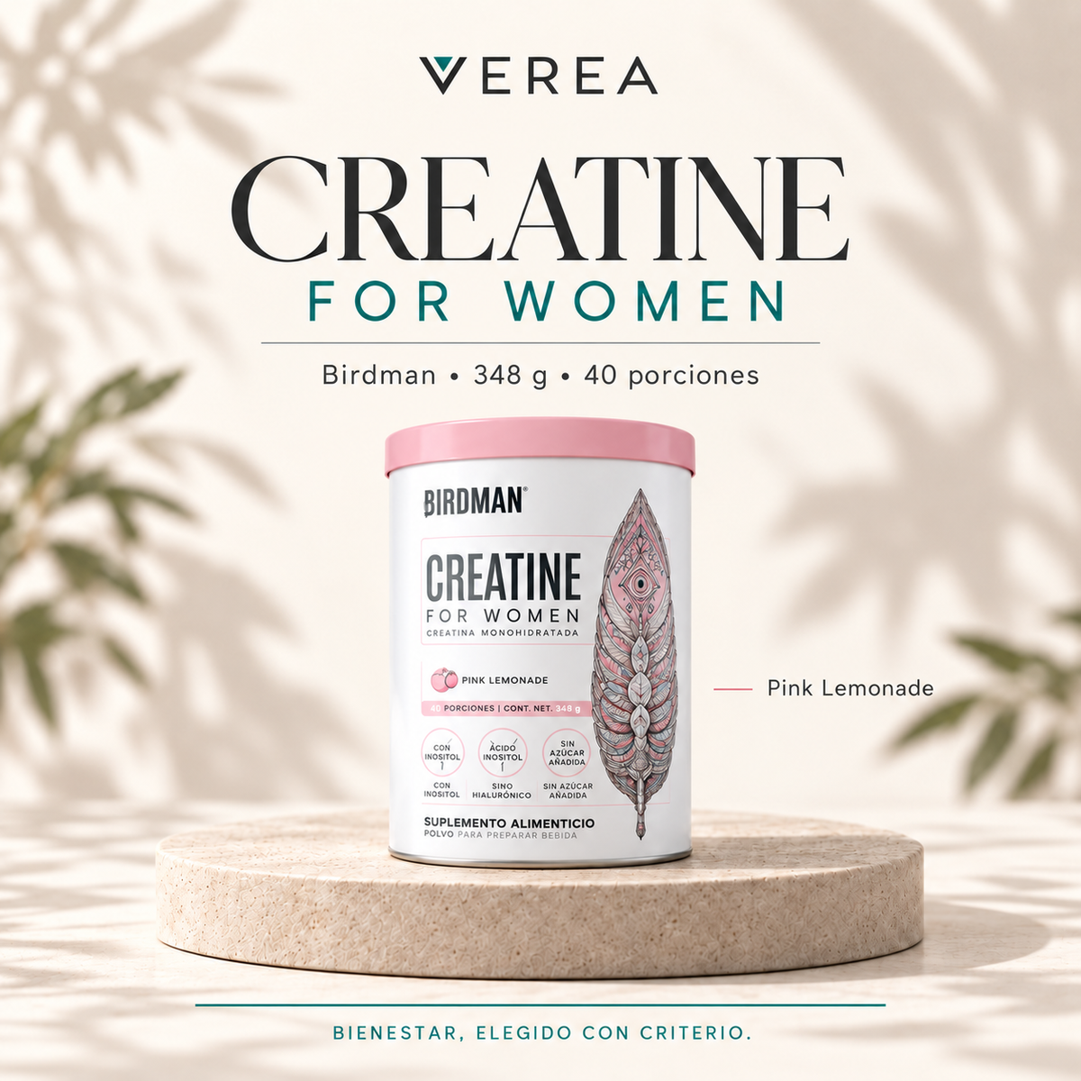 Birdman Creatine for Women 348 g | Creatina con Inositol y Ácido Hialurónico