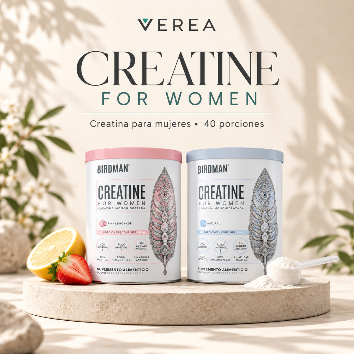 Birdman Creatine for Women 348 g | Creatina con Inositol y Ácido Hialurónico