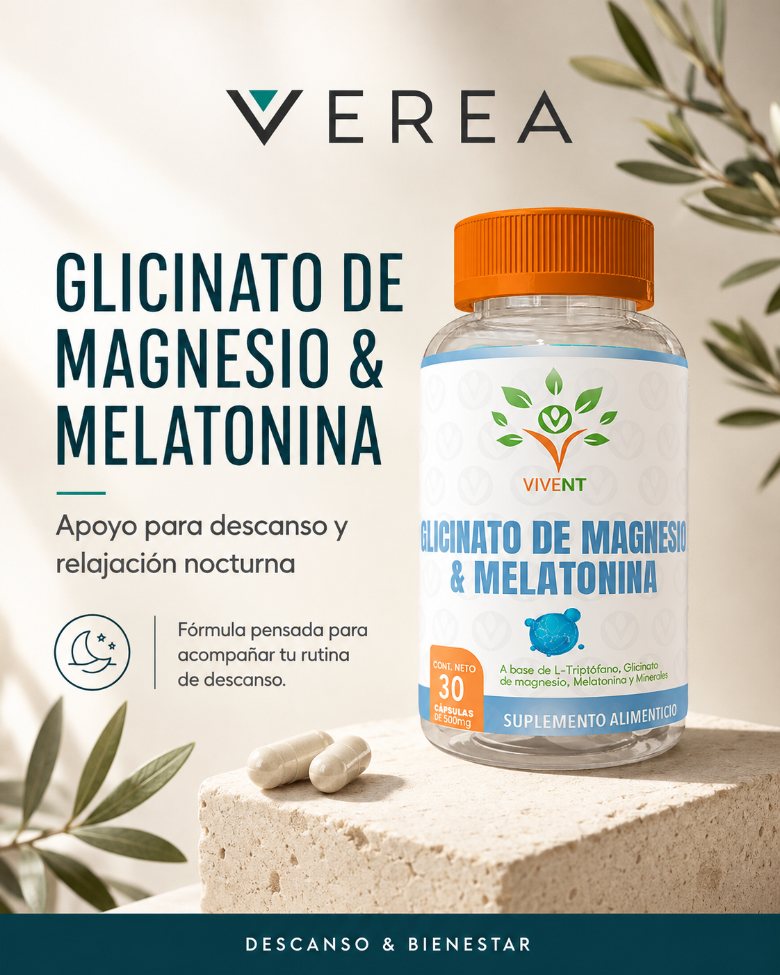 Glicinato de Magnesio + Melatonina | Descanso y bienestar nocturno