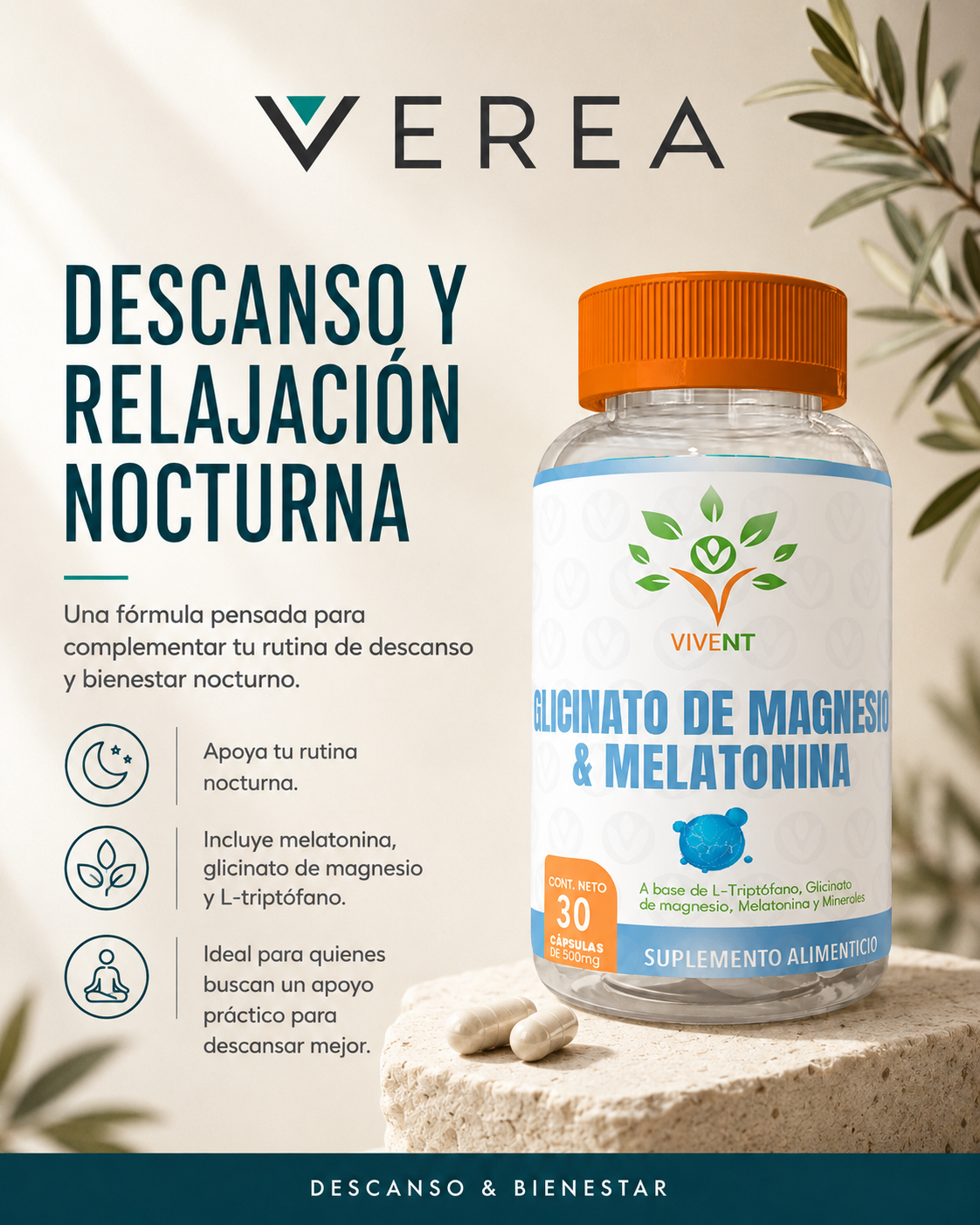 Glicinato de Magnesio + Melatonina | Descanso y bienestar nocturno