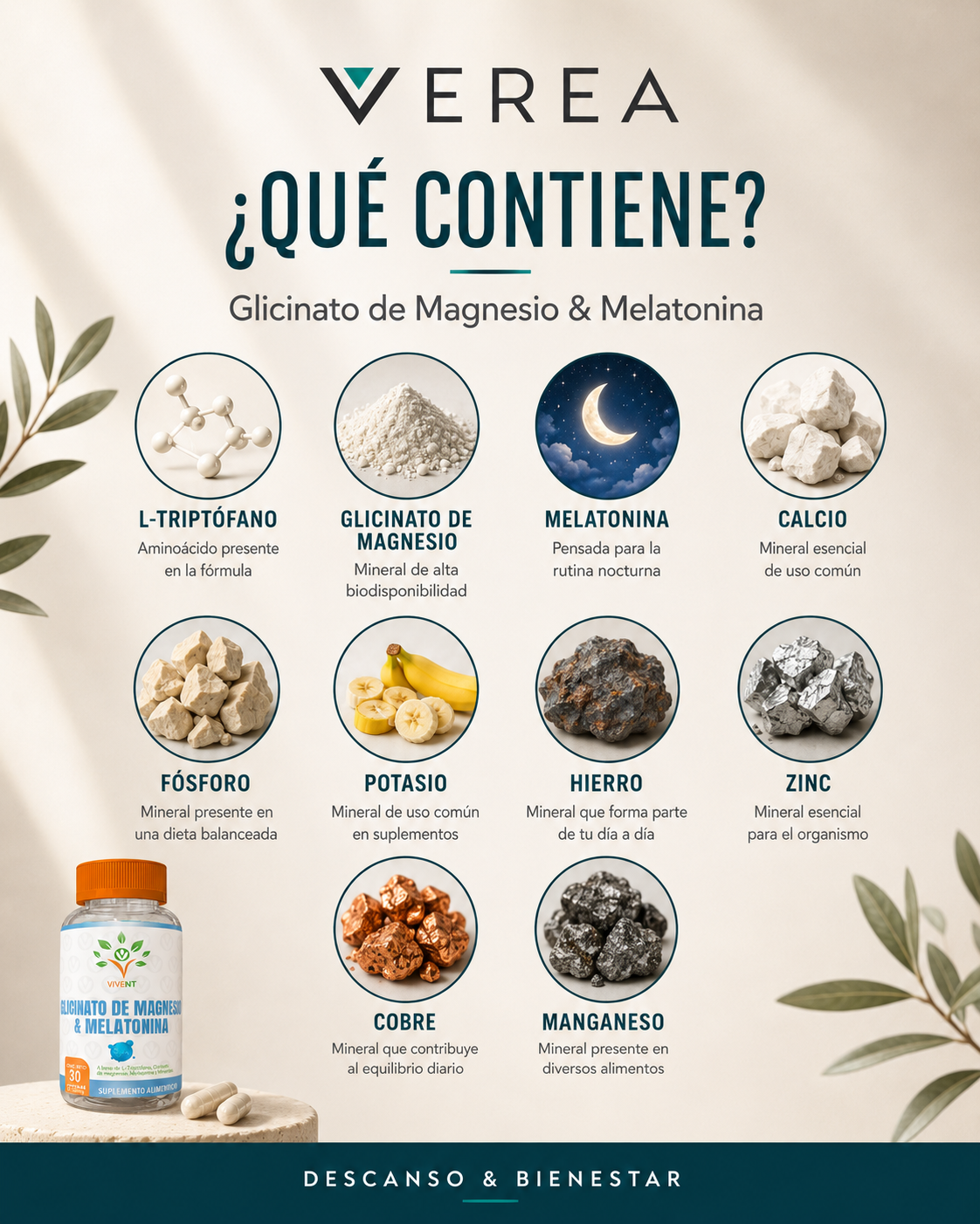 Glicinato de Magnesio + Melatonina | Descanso y bienestar nocturno
